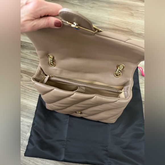 New Pinko Large Puff Leather Shoulder Bag In Taupe - Picture 12 of 14